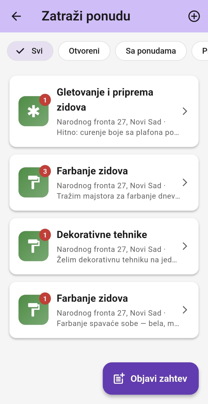 Zatraži ponudu — forma zahteva