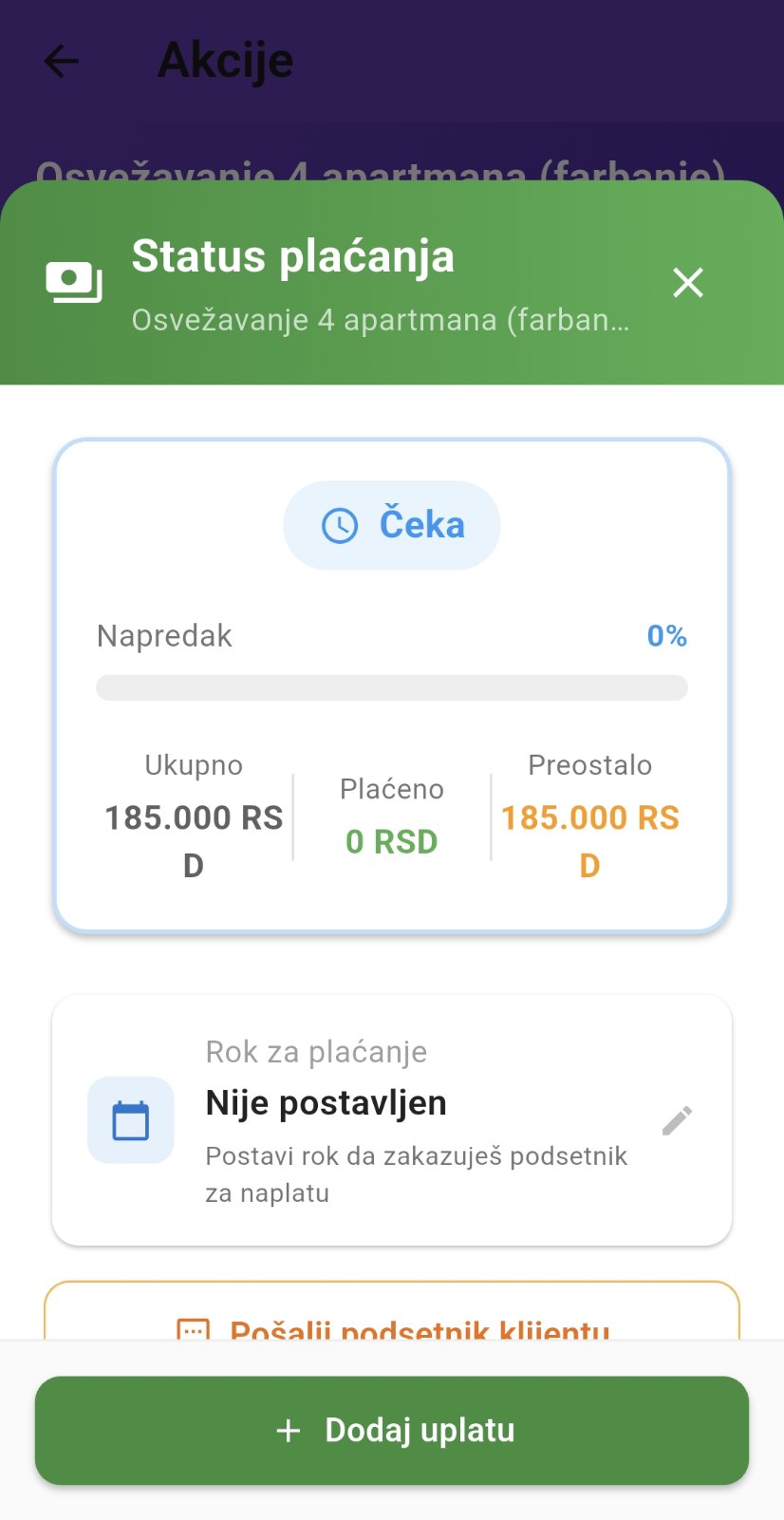 Status plaćanja u Majstor Hub