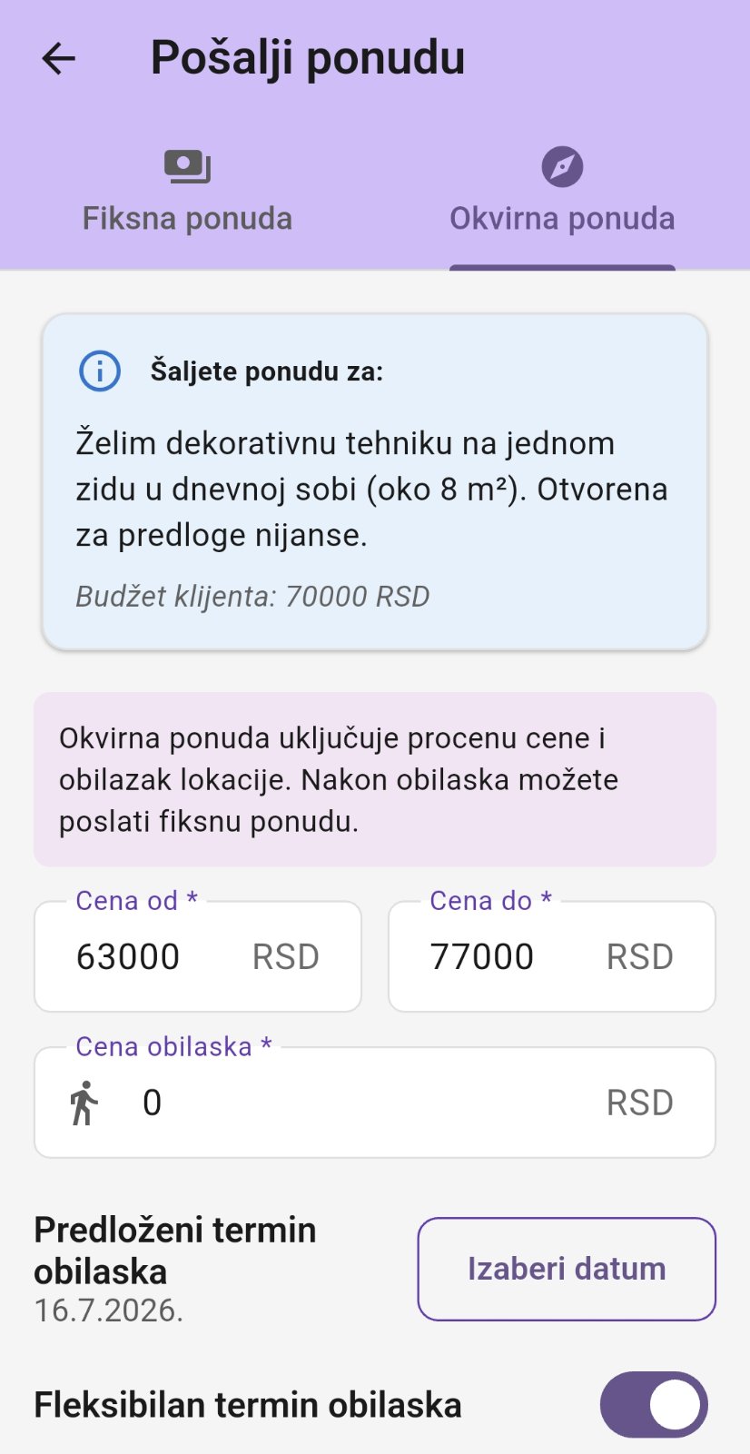Slanje ponude klijentu